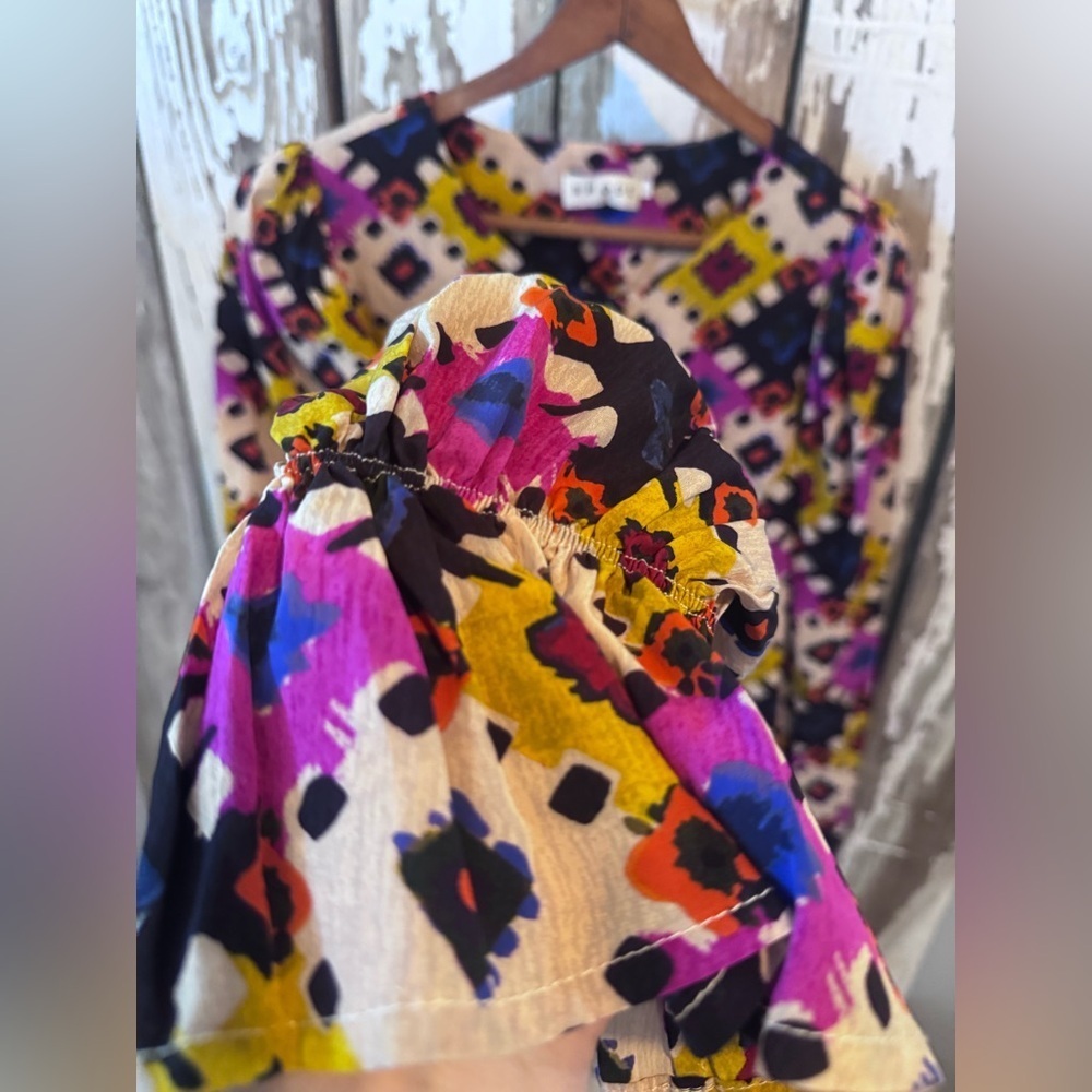 RHODE Nara Dress in Aquarelle Size Large Multicolor Geometric Pattern Button up - Picture 5 of 8